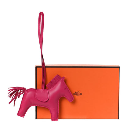 Hermes Milo Lambskin Grigri Rodeo Horse Bag Charm MM Rose Mexico 3 of 3