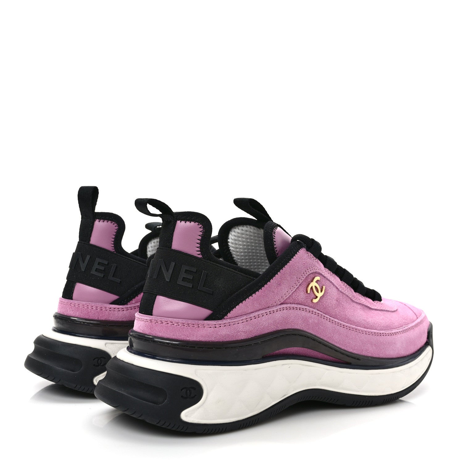 Chanel Suede Calfskin Nylon Grosgrain CC Sneakers 40.5 Dark Pink 4 of 11