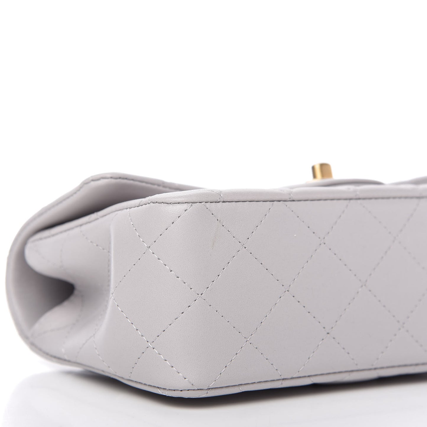 Lambskin Quilted Mini Top Handle Rectangular Flap Grey