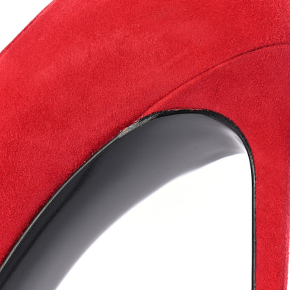 Saint Laurent Kid Scamosciato Classic Paris 105 Skinny Pumps 37.5 New Red 11 of 12