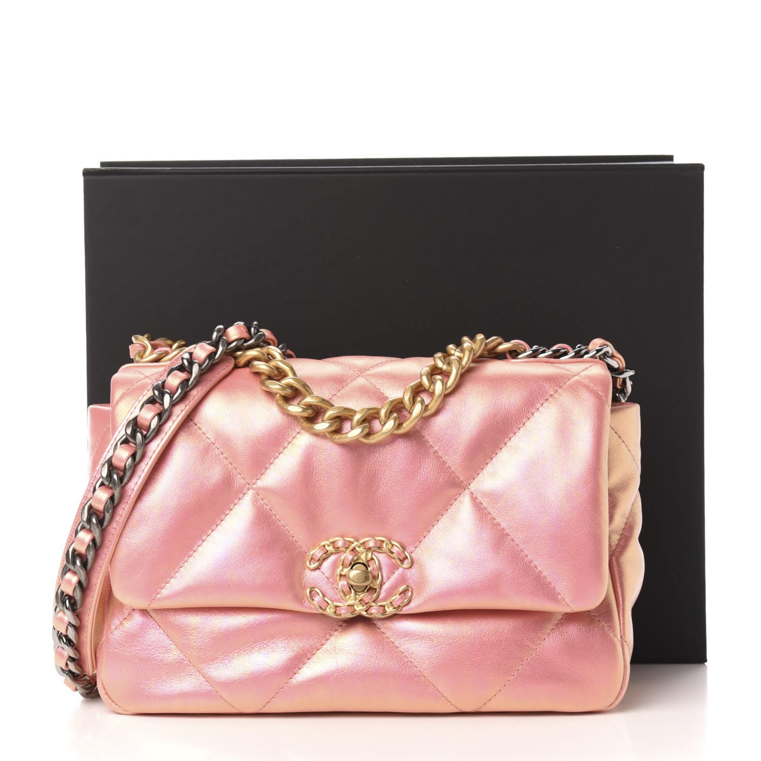 Chanel Iridescent Calfskin Quilted Medium 19 Flap Pink 11 of 11