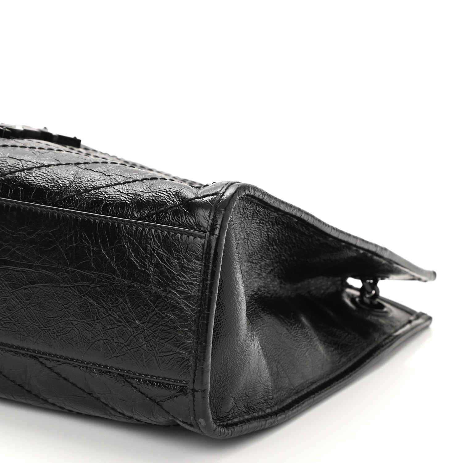 Saint Laurent Crinkled Calfskin Matelasse Monogram Medium Niki Shopper Tote Black 10 of 10