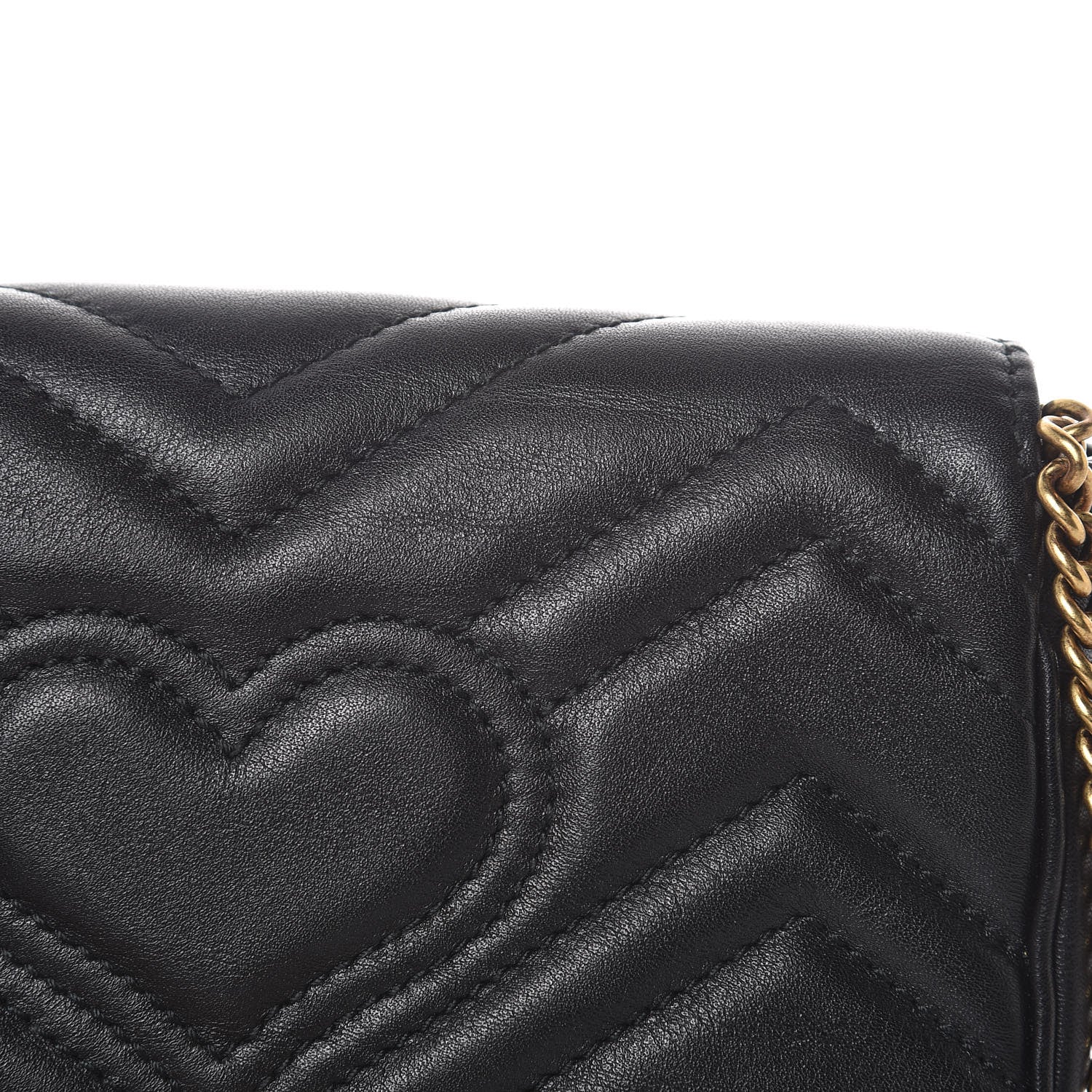 Gucci Calfskin Matelasse Super Mini GG Marmont Shoulder Bag Black 10 of 11