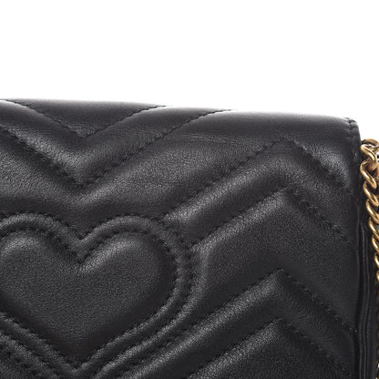 Gucci Calfskin Matelasse Super Mini GG Marmont Shoulder Bag Black 10 of 11