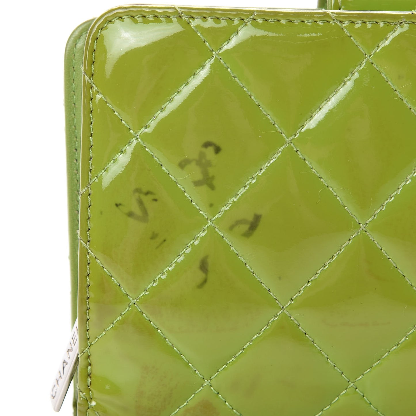 Patent Quilted Brilliant Zipped Pocket Wallet Green