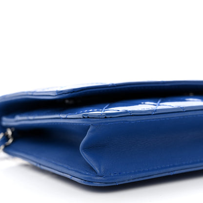 Chanel Patent Quilted Wallet On Chain WOC Dark Blue 10 of 13