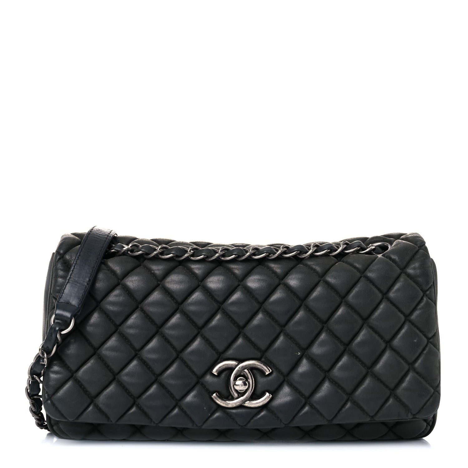 Chanel Iridescent Calfskin Quilted Small New Bubble Flap Anthracite 1 of 21