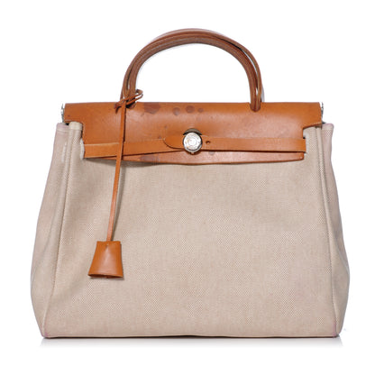 Hermes Toile HERBAG PM Natural and Black 1 of 19