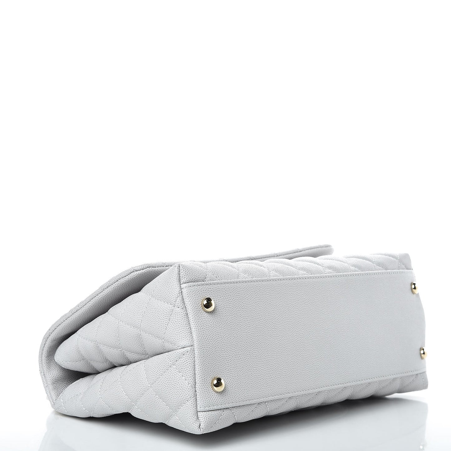 Caviar Quilted Small Coco Handle Flap Light Grey
