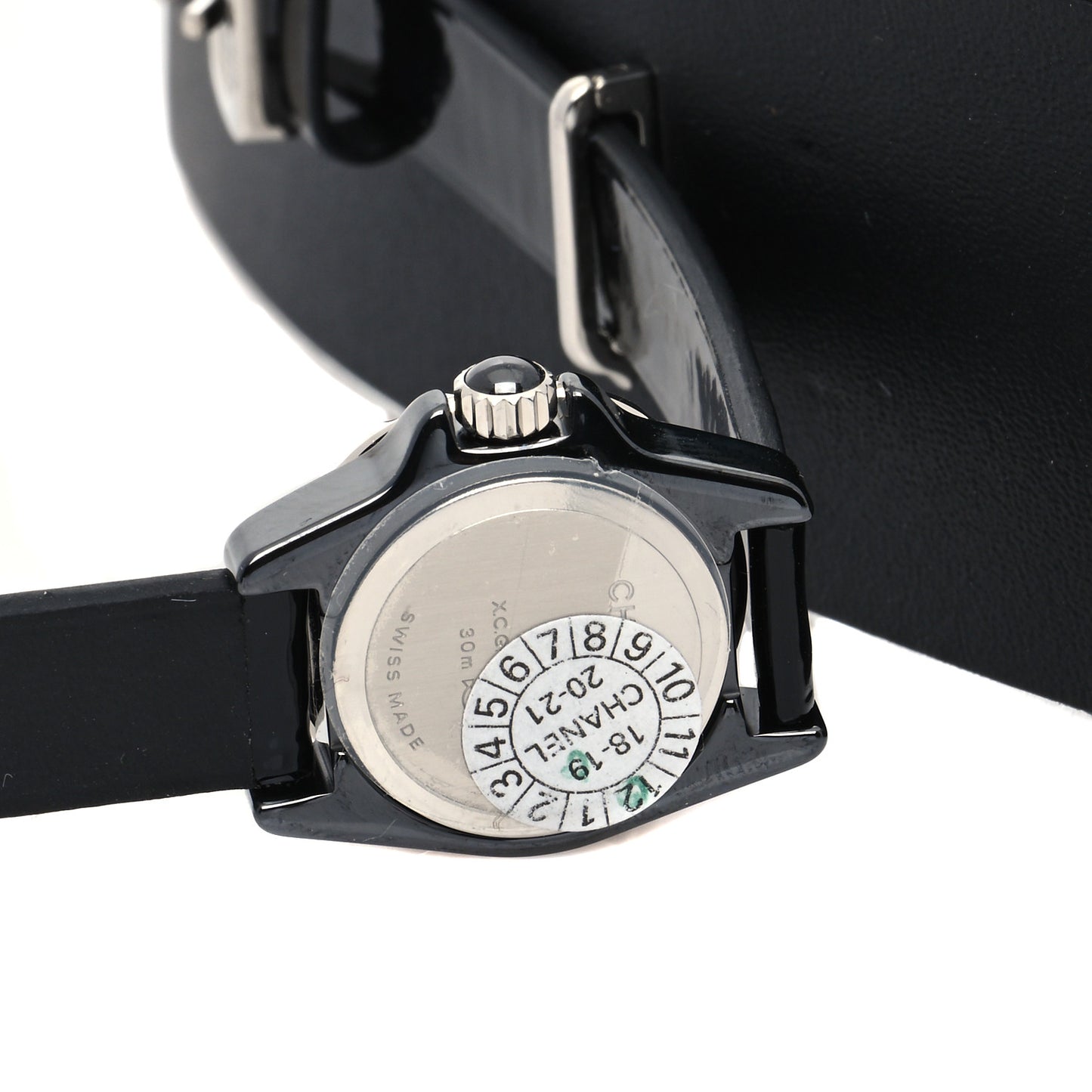 Stainless Steel Calfskin Diamond Bezel 19mm J12 Quartz Watch Black