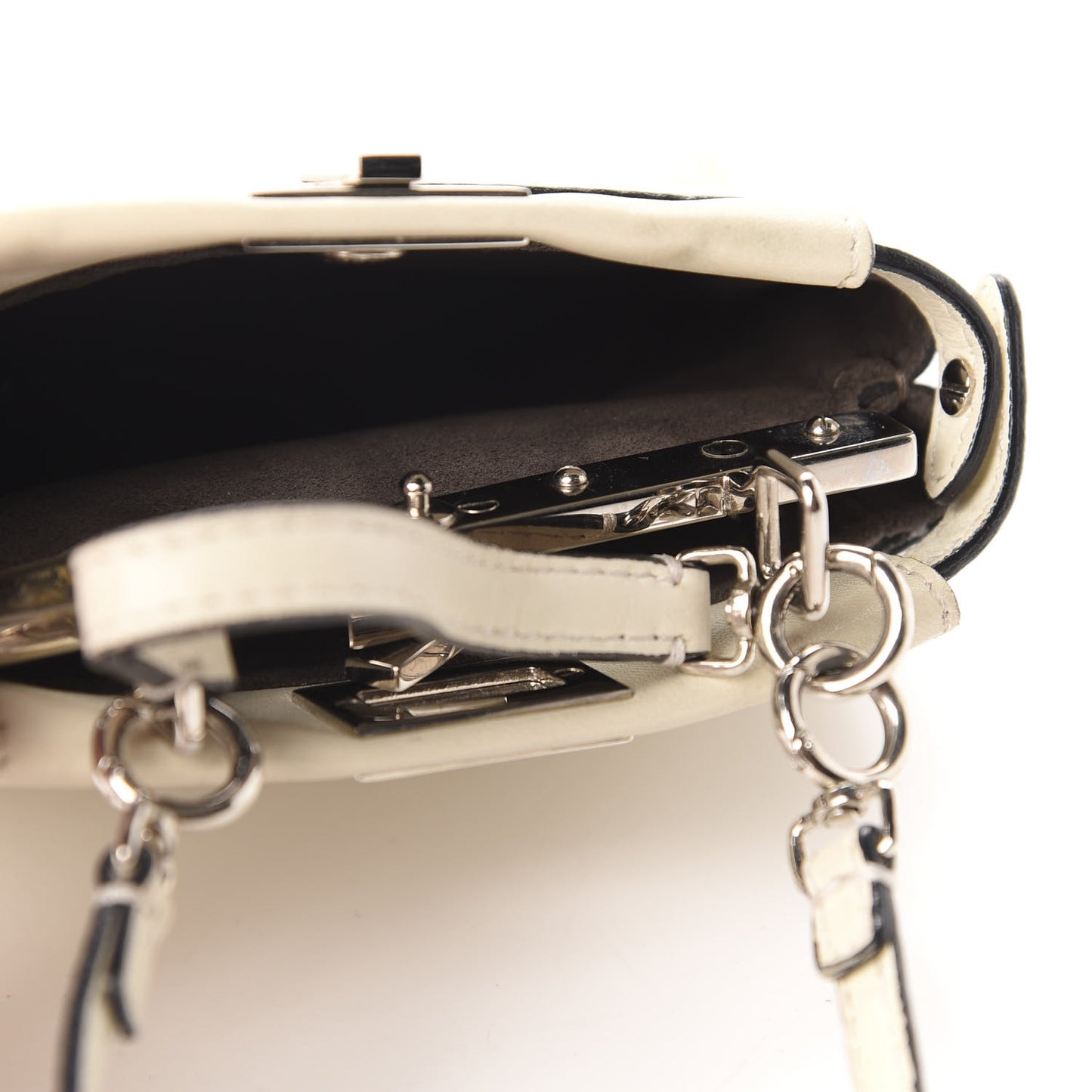 Shiny Nappa Micro Peekaboo Iconic Satchel White