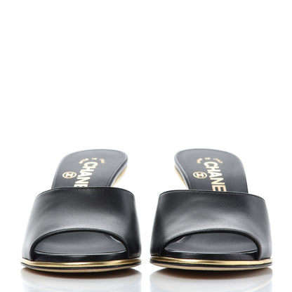 Chanel Lambskin Lucite CC Wedge Mules 35.5 Black 2 of 12