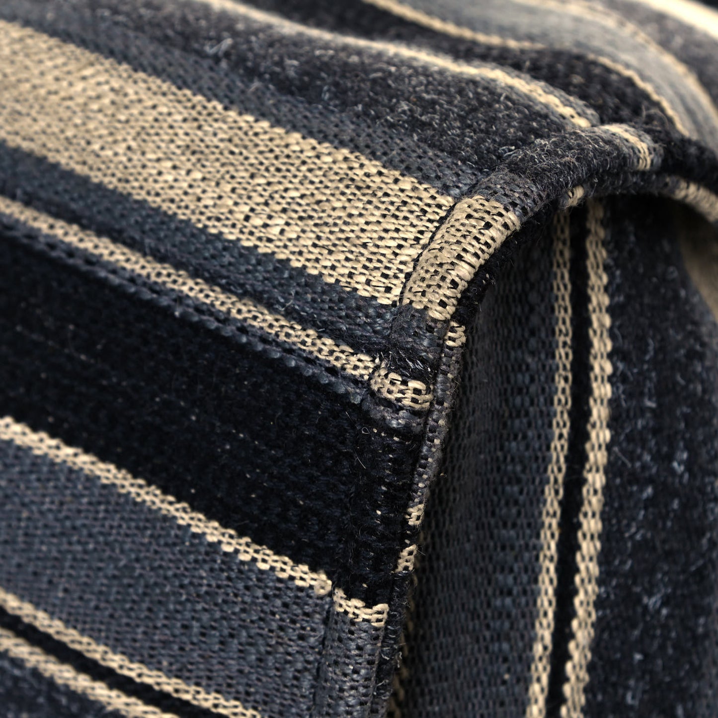 Striped Canvas Medium Deauville Tote Black