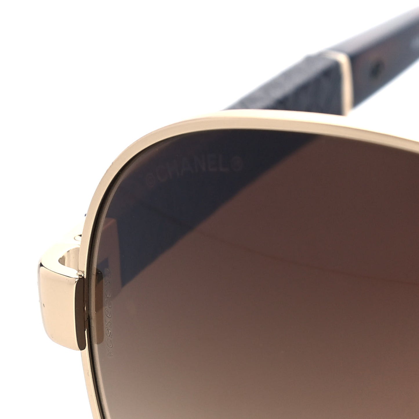 Lambskin Quilted CC Aviator Sunglasses Brown Gold