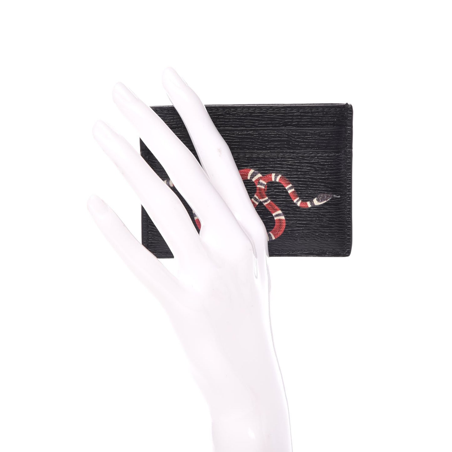 Calfskin Kingsnake Card Holder Black