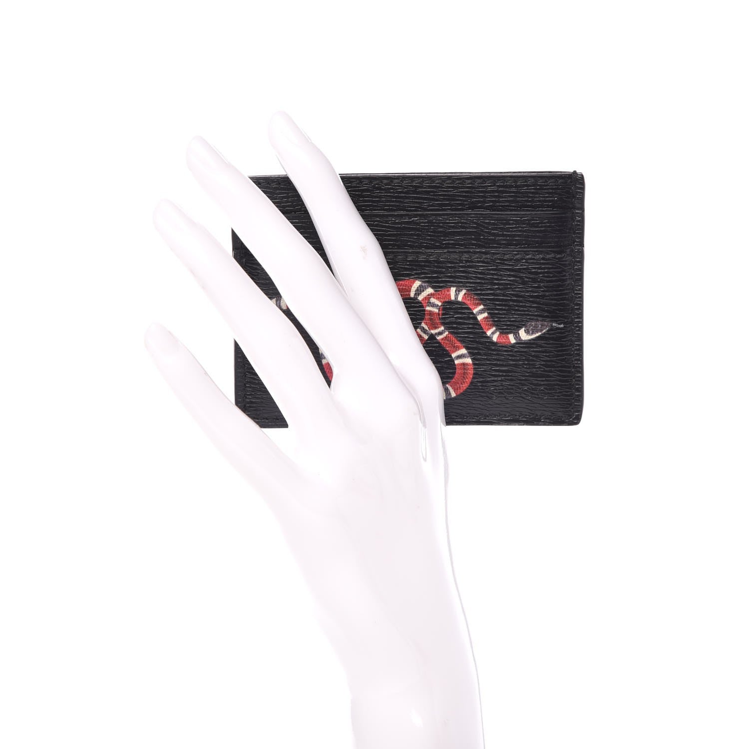 Gucci Calfskin Kingsnake Card Holder Black 2 of 9