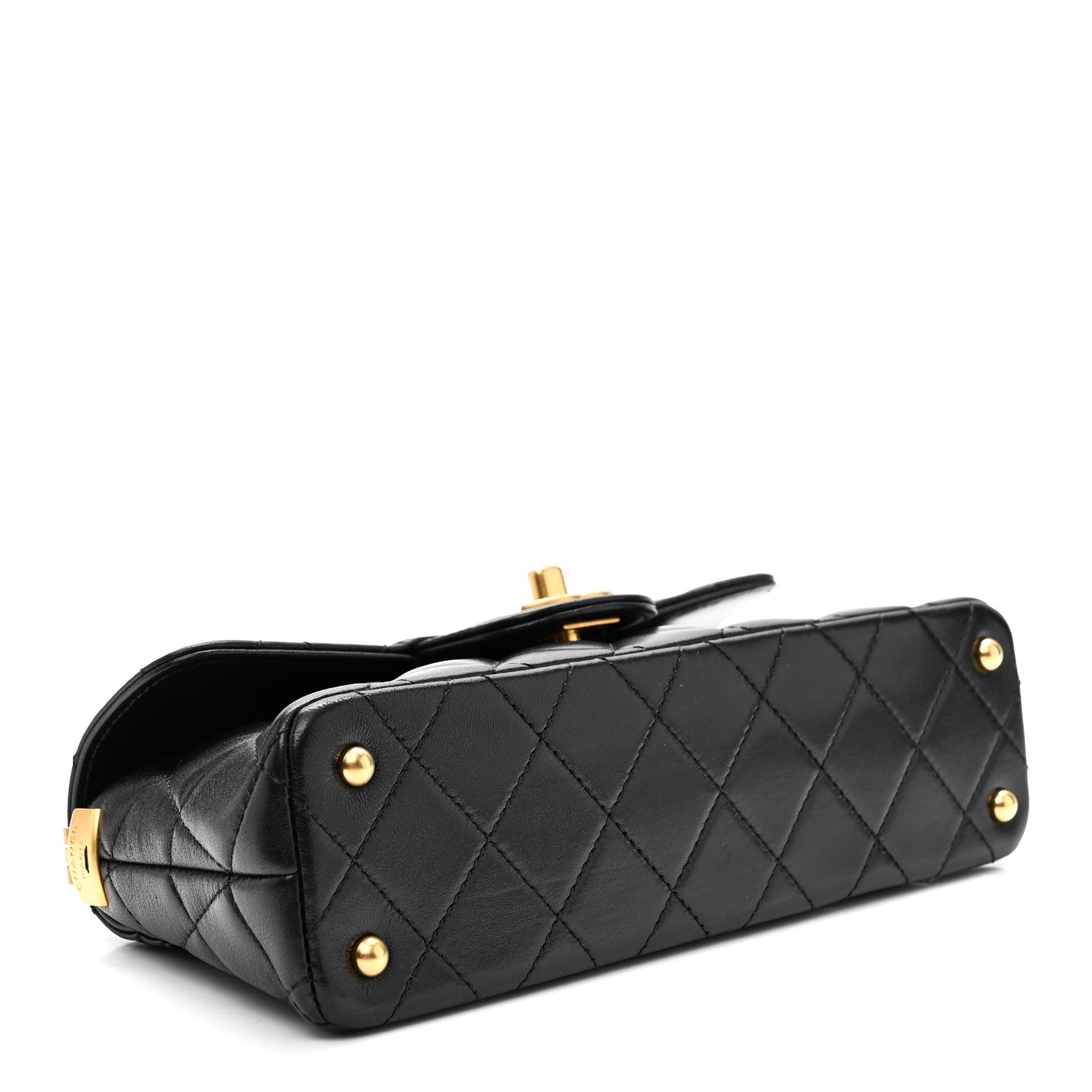 Chanel Lambskin Quilted Mini Flap Top Handle Bag Black 3 of 10