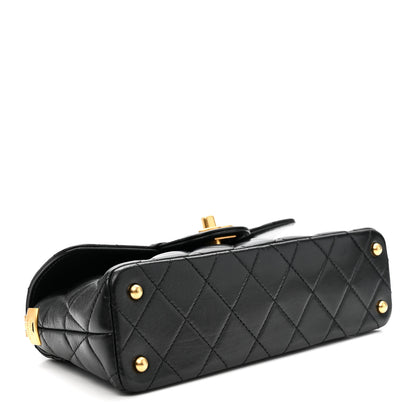 Chanel Lambskin Quilted Mini Flap Top Handle Bag Black 3 of 10