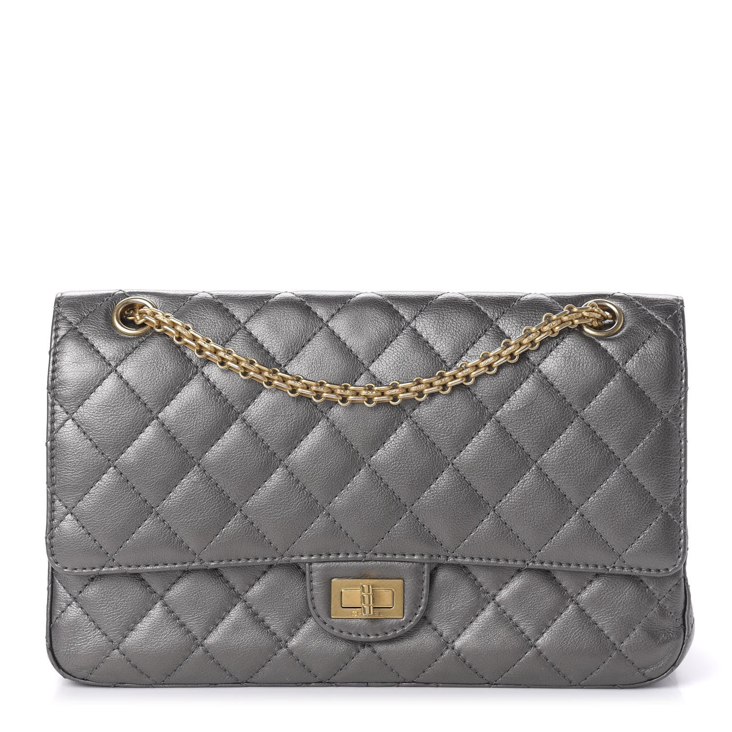 Chanel Metallic Calfskin Quilted 2.55 Reissue 226 Flap Charcoal 1 of 13