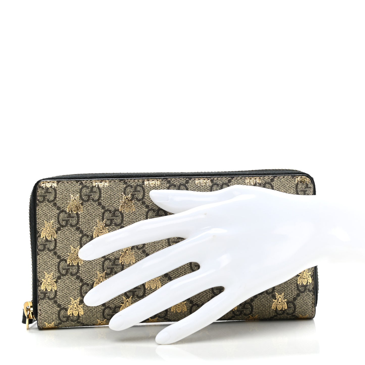 GG Supreme Monogram Bees Zip Around Wallet