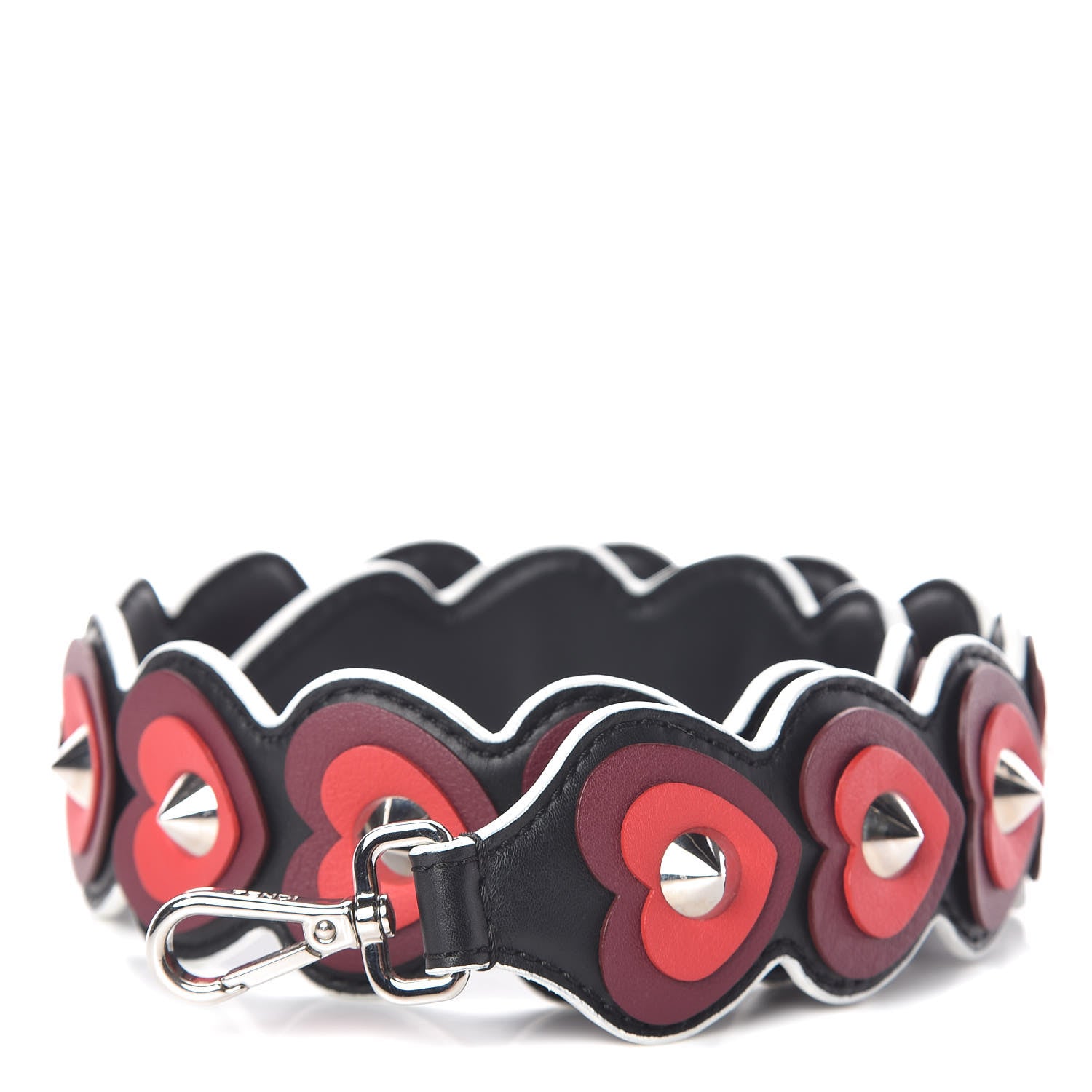 Fendi Vitello Dolce Heart Spike Studded Strap You Black Multicolor 1 of 3