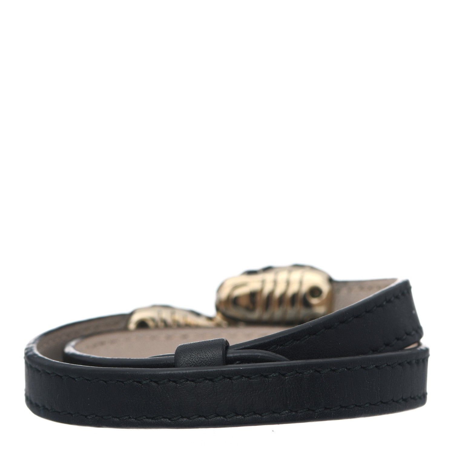 Bulgari Calfskin Serpenti Forever Double Coil Bracelet S Black 3 of 4