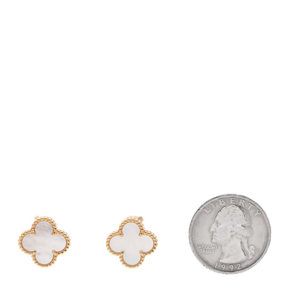Van Cleef & Arpels 18K Yellow Gold Mother of Pearl Vintage Alhambra Earrings 6 of 6