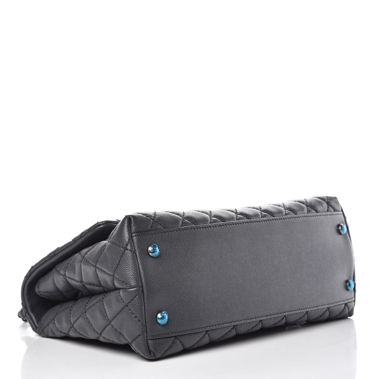 Caviar Lizard Quilted Small Coco Handle Flap Dark Grey