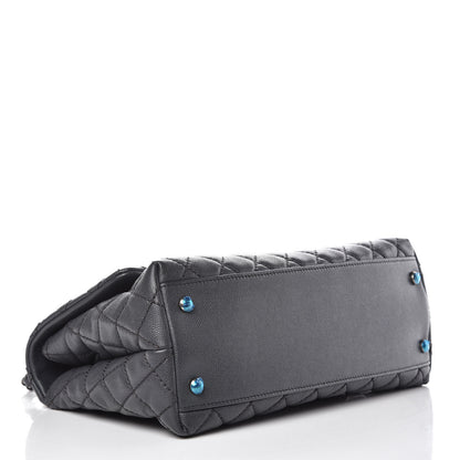 Chanel Caviar Lizard Quilted Small Coco Handle Flap Dark Grey 4 of 11