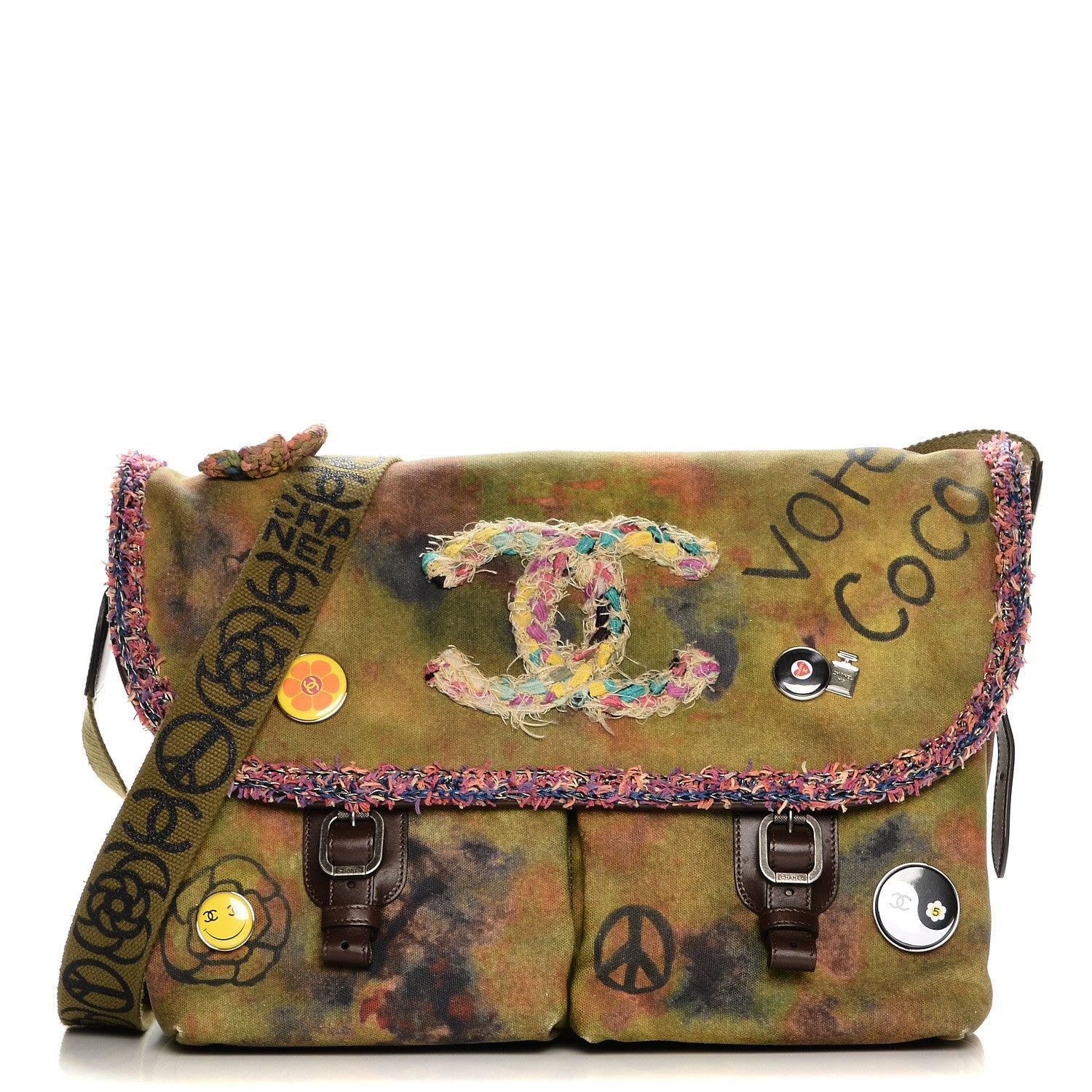 Chanel Washed Toile Large Graffiti On The Pavements Messenger Khaki Multicolor 1 of 9