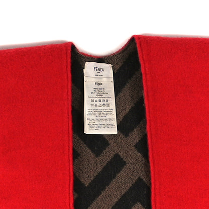 Fendi Wool Cashmere FF Poncho Rosso Tobacco 6 of 6