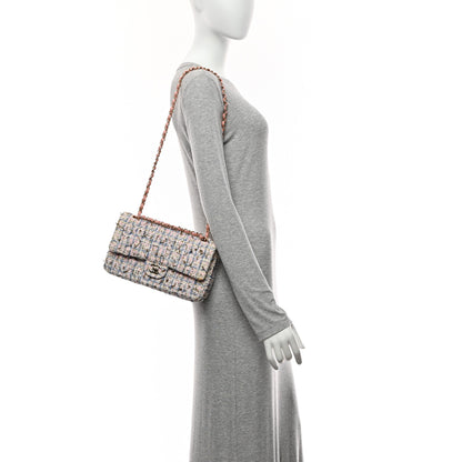 Chanel Tweed Quilted Medium Double Flap Blue Pink Gold White 2 of 11