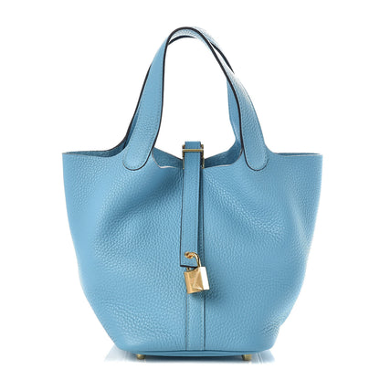 Hermes Taurillon Clemence Picotin Lock 18 PM Bleu Du Nord 1 of 10