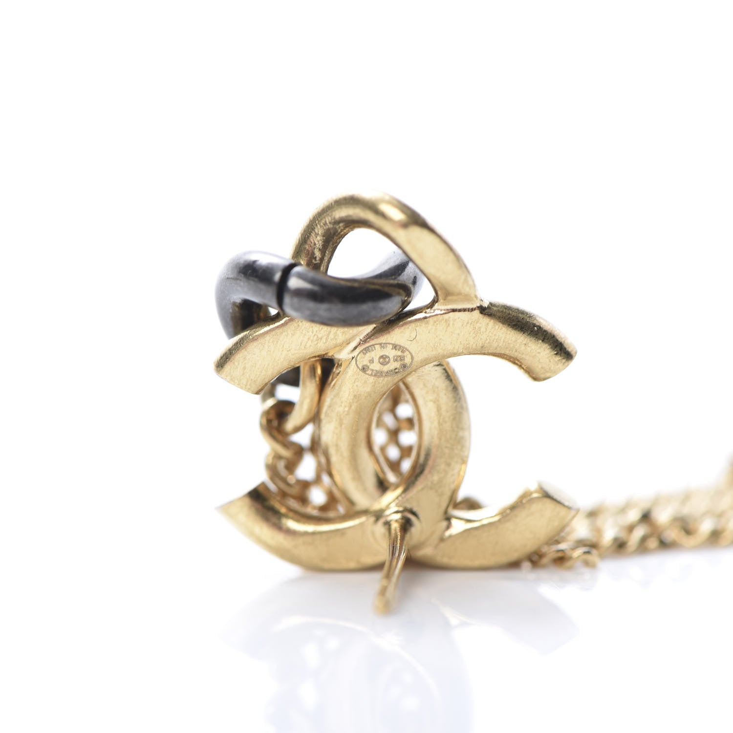 Chanel CC Chain Drop Earrings Gold Ruthenium 4 of 5