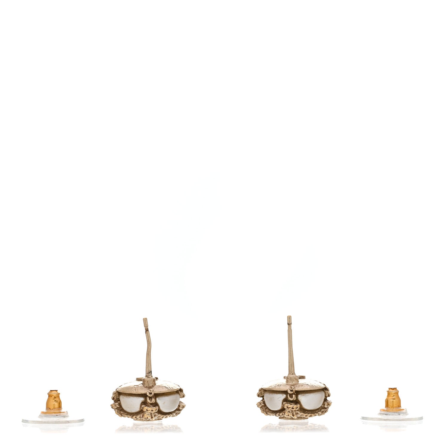 Chanel Pearl CC Earrings Gold Gold 3 of 4