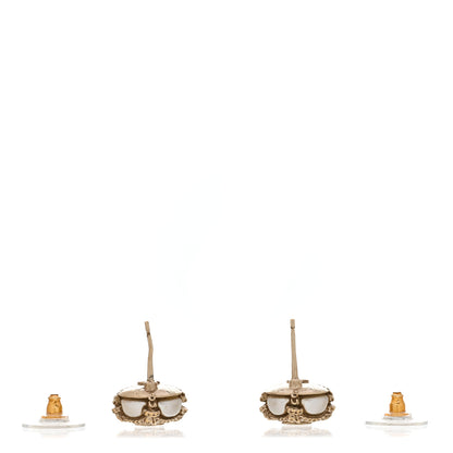 Chanel Pearl CC Earrings Gold Gold 3 of 4