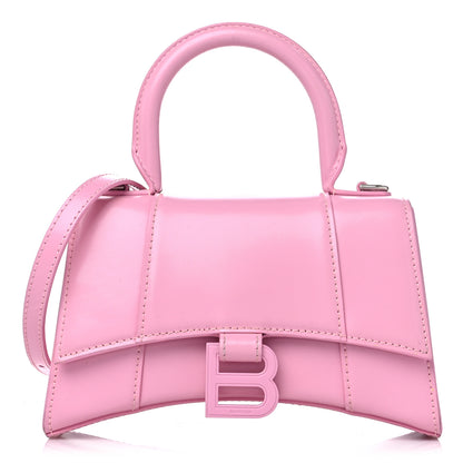 Balenciaga Shiny Box Calfskin Tonal B Hourglass Top Handle Bag XS Candy Pink 1 of 12