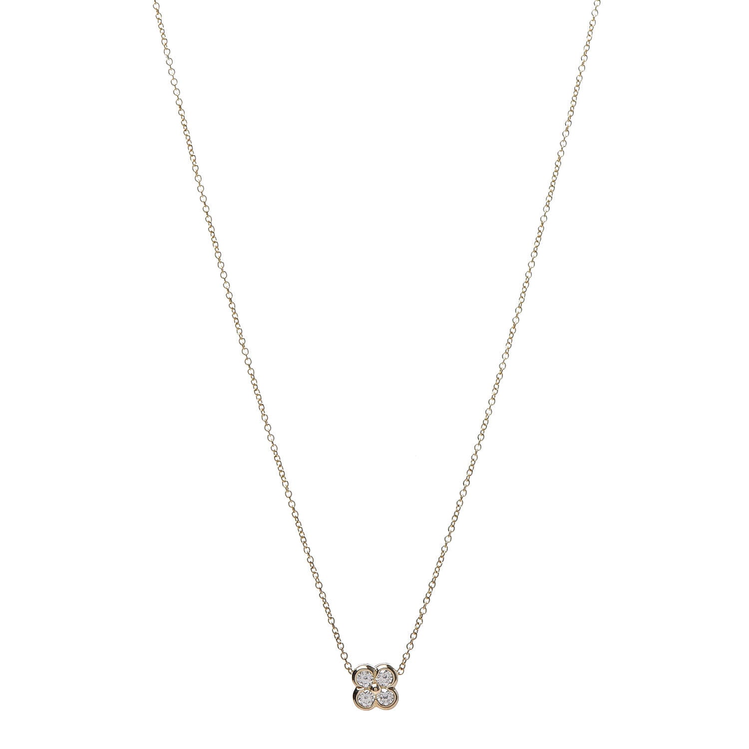 Tiffany 18K Yellow Gold Diamond Flower Pendant Necklace 1 of 7
