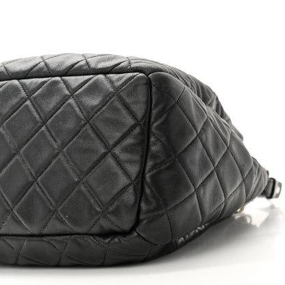 Chanel Lambskin Quilted CC Chain Bucket Drawstring Bag Black 10 of 11