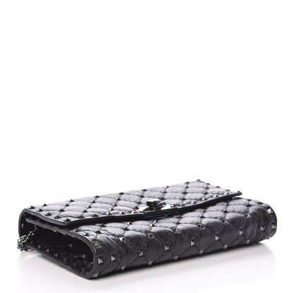 Valentino Garavani Craquele Nappa Rockstud Spike Wallet on Chain Black 4 of 10