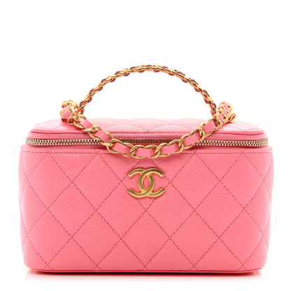 Chanel Shiny Caviar Quilted Pick Me Up Vanity Case Pink 1 of 11