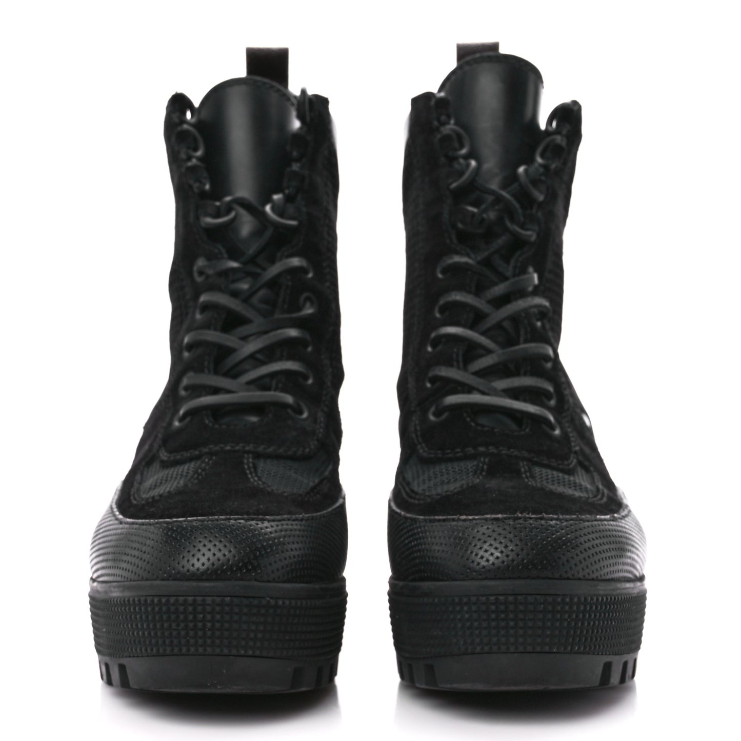 Suede Calfskin Mesh Logo Laureate Platform Desert Boots 38 Black