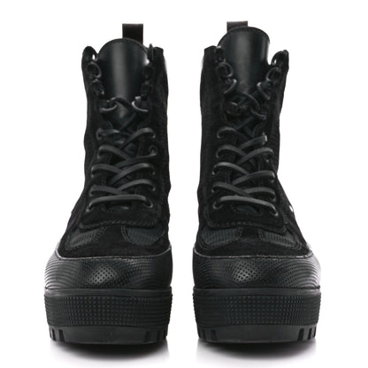 Louis Vuitton Suede Calfskin Mesh Logo Laureate Platform Desert Boots 38 Black 2 of 8
