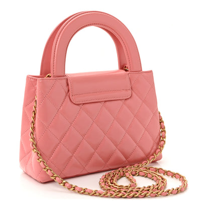 Chanel Shiny Aged Calfskin Quilted Nano Kelly Shopper Coral Pink 5 of 19