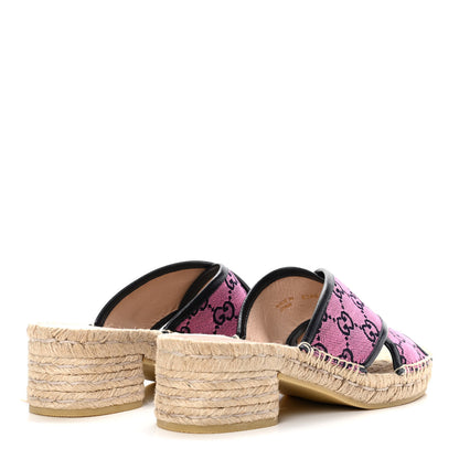 Gucci Monogram Multicolor Criss Cross Espadrille Sandals 37 Pink Blue 4 of 12