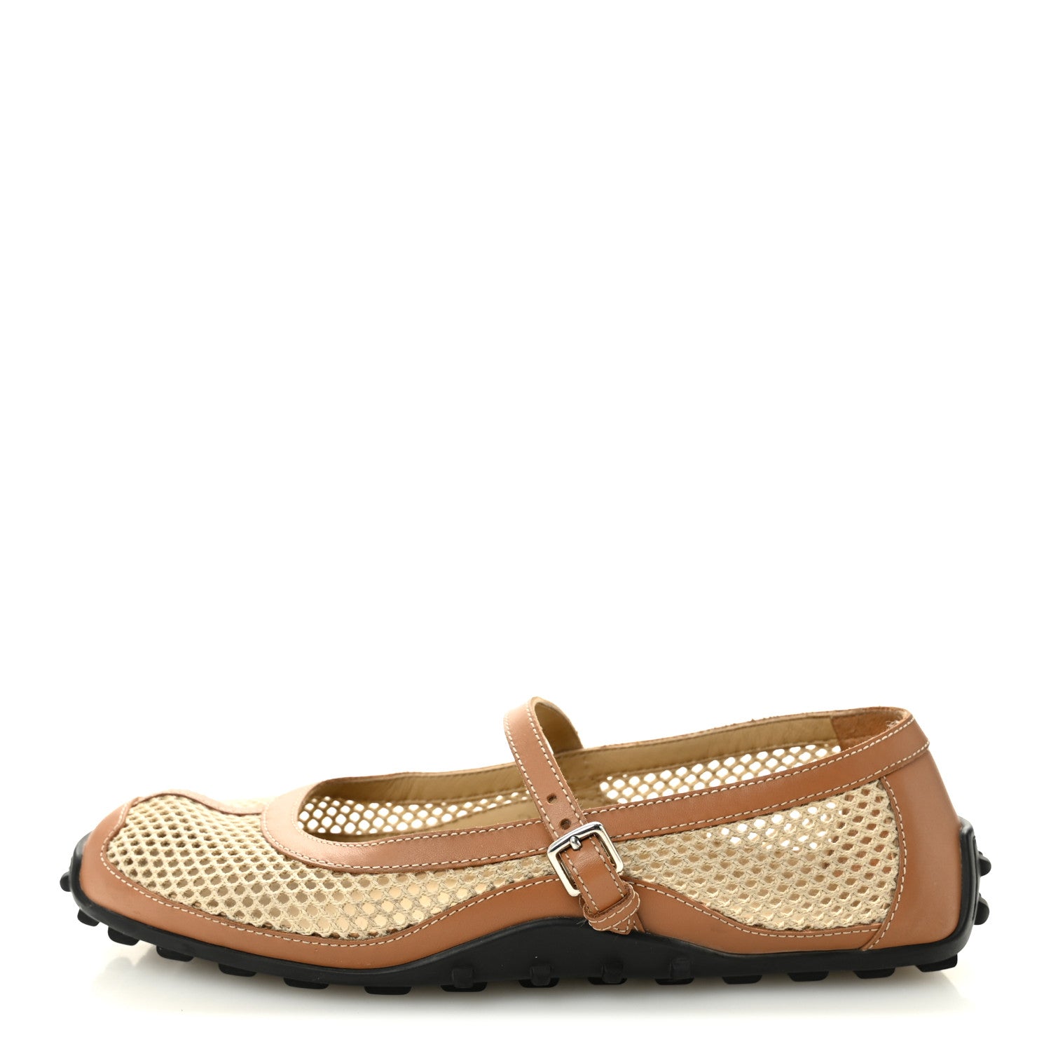 Hermes Crochet Knit Calfskin Kichu Ballet Flats 37.5 Beige Lin Naturel 1 of 9