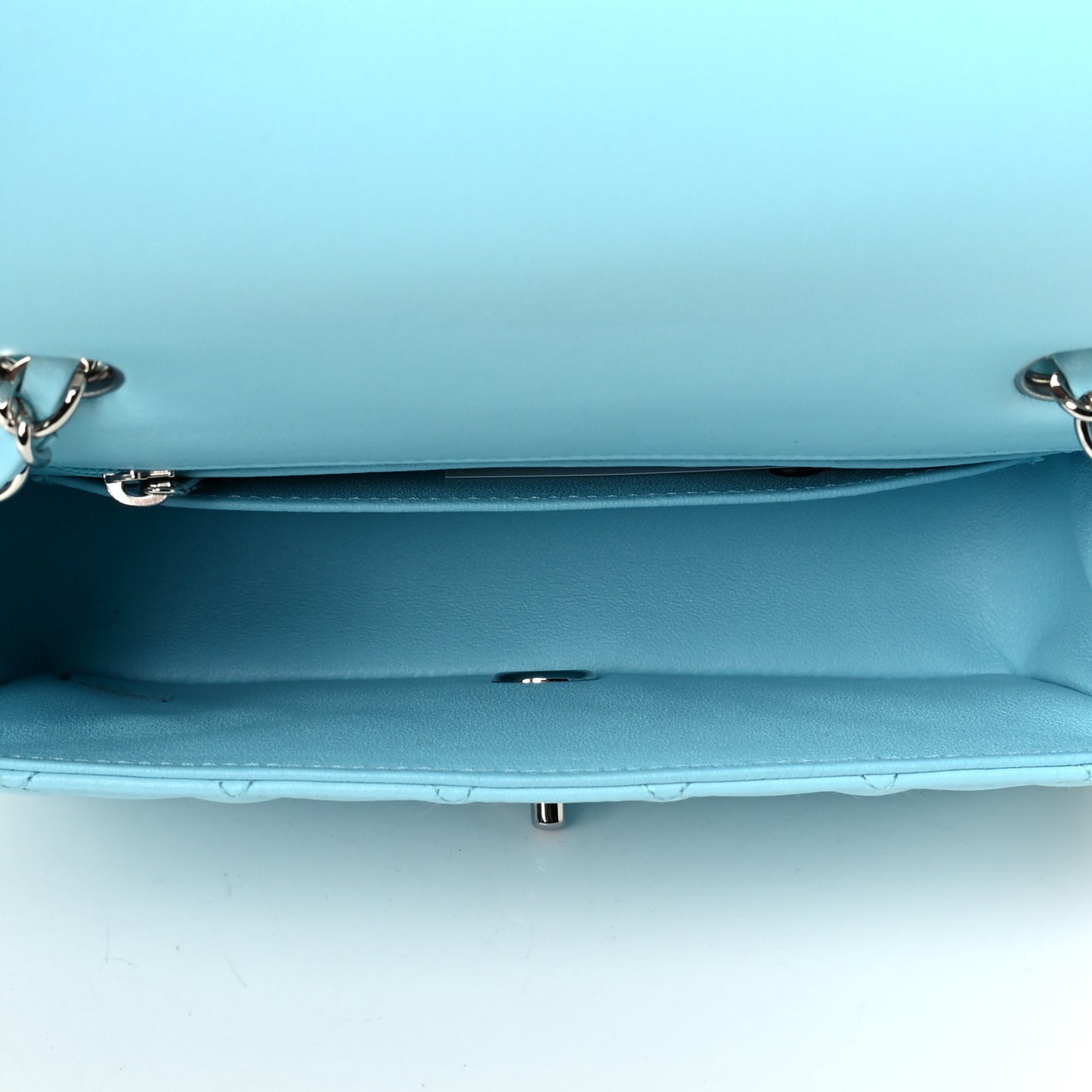 Lambskin Quilted Mini Rectangular Flap Neon Blue