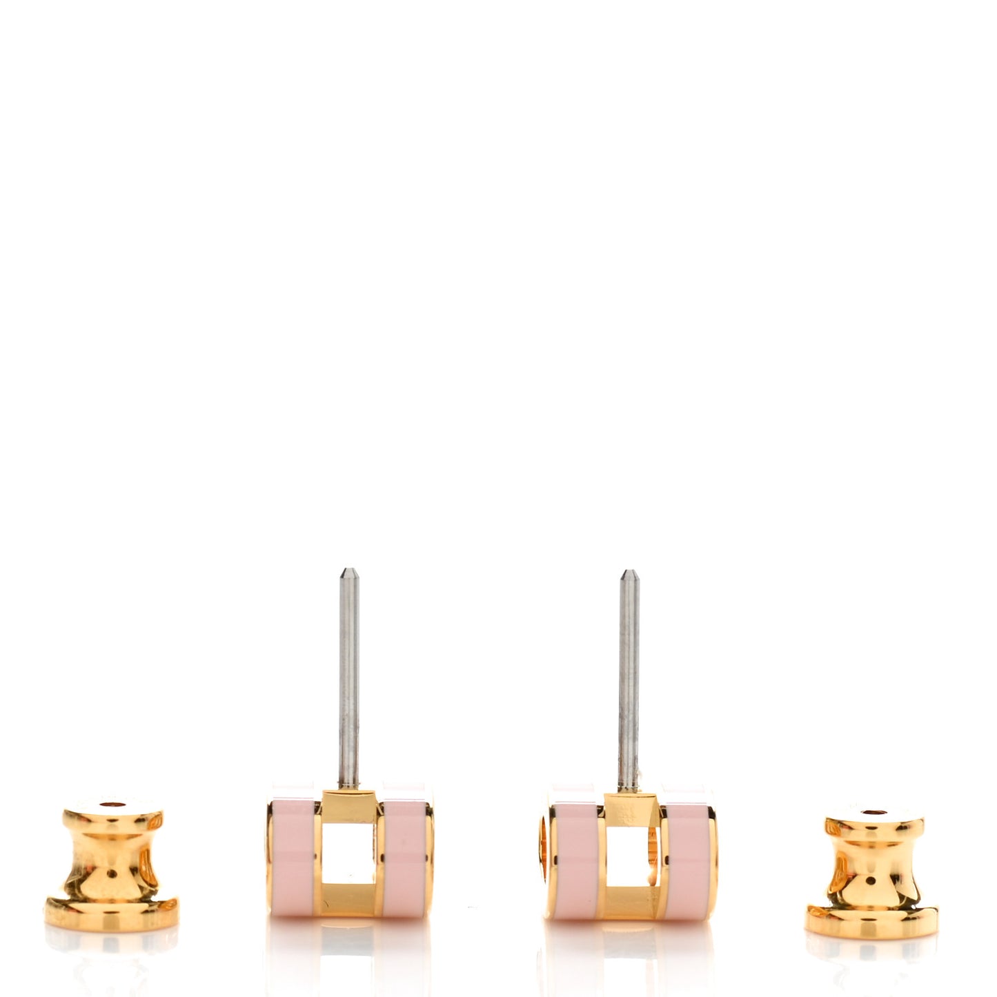 Gold Lacquered Mini Pop H Earrings Rose Dragee