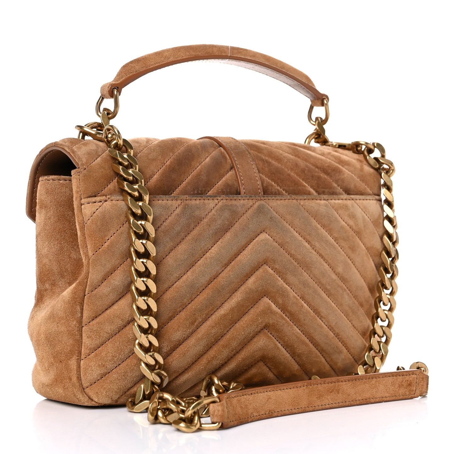Suede Matelasse Chevron Monogram Medium College Bag Cinnamon