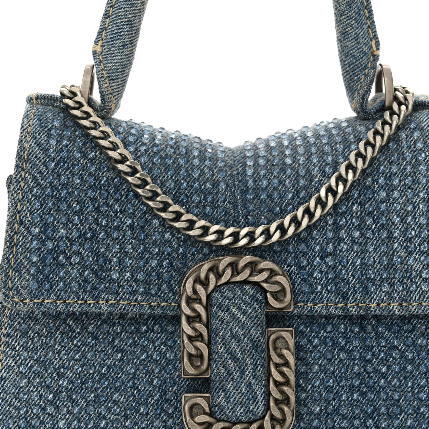 Crystal Denim Mini Saint Marc Top Handle Blue